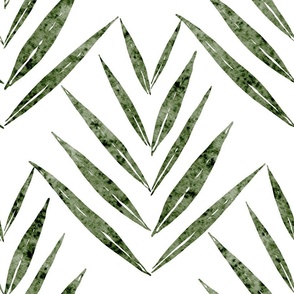 botanical - palm leaves - sage color - foliage wallpaper and fabric