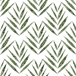 small scale botanical - palm leaves - sage color - foliage wallpaper and fabric