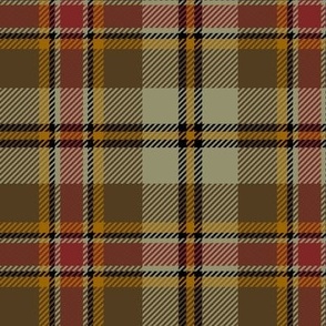 Three Ribbon Plaid in Brown Beige Red and Orange
