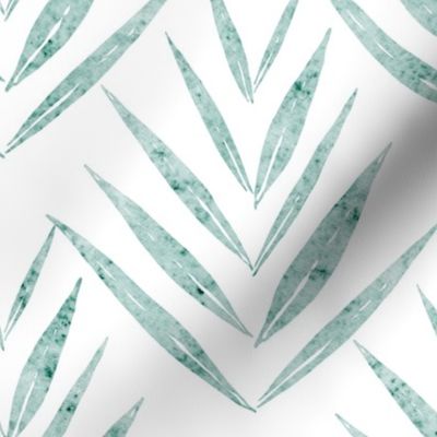 small scale botanical - palm leaves - sea glass color - foliage wallpaper and fabric