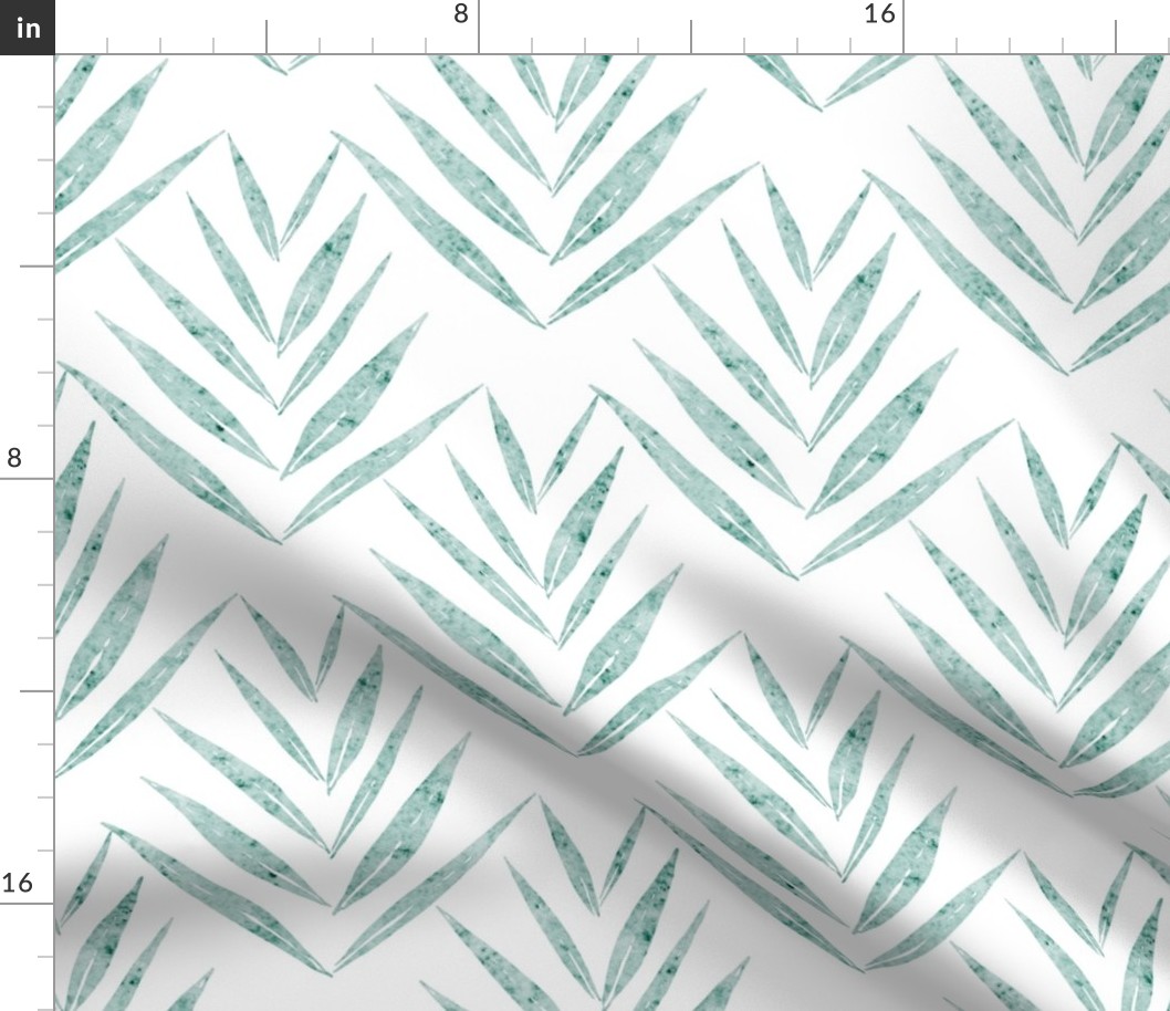 small scale botanical - palm leaves - sea glass color - foliage wallpaper and fabric