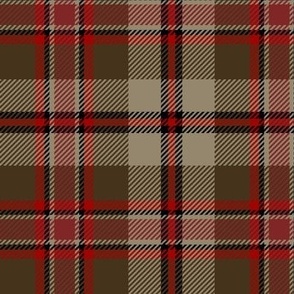 Three Ribbon Plaid in Brown Beige Red and Black