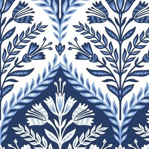 Harvest Damask Boho Print Large - Indigo