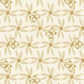 Butterflies and Flowers - Beige & Gold on Cream | Neutral Colour Palette