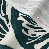 Coastal Chic  Sea Inspired Fan Pattern - Large Scale - Dark Teal Scallop Pattern Watercolor Beach