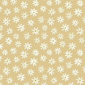 Ditsy Daisies |  Cream on Yellow Green | Textured Spring Flowers