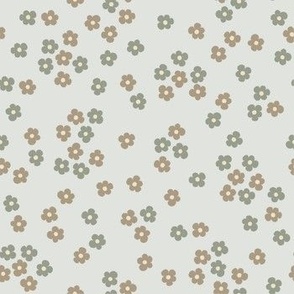 Ditsy flowers in green and beige ( medium scale )