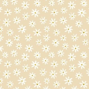 Ditsy Daisies |  Cream on Yellow Beige | Textured Spring Flowers