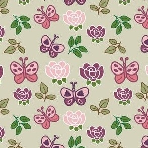 Butterflies and flowers repeat pattern