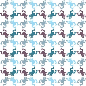 Dancing Frogs - Blue Multi on White