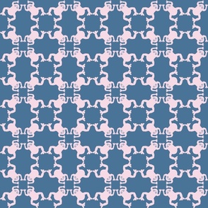 Dancing Frogs - Blush Pink on Blue