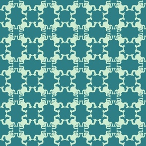 Dancing Frogs - Mint on Teal Green