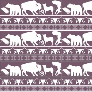 Animal Border - White on Brown