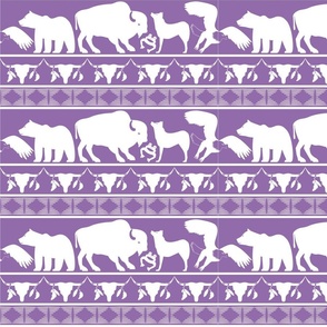 Animal Border - White on Purple