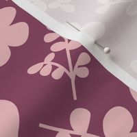 Pink flowers and leaves pattern