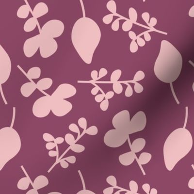 Pink flowers and leaves pattern