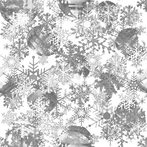 Snowflakes and Crystals in Grey and White, Revised