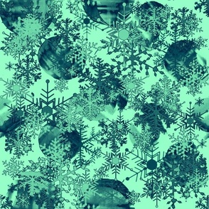 Winter Snowflakes on Mint Green