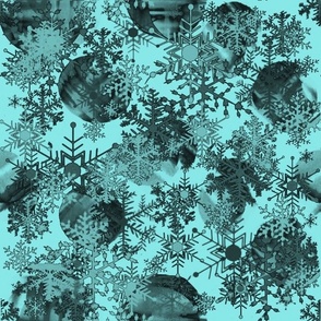 Snowflakes on Cyan Aqua