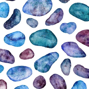 Watercolor blue pebbles