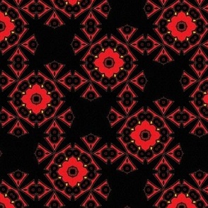 Red and Black Throwing Stars Floral