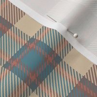 Three Ribbon Plaid in Beige Turquoise and Brown