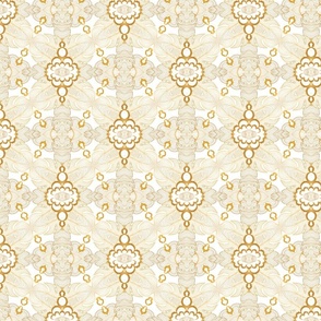 Classy Yellow White Abstract Lacy Design