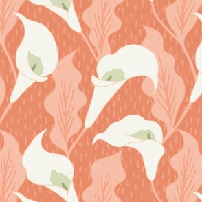 Art Nouveau Calla Lily in Coral (Large Scale)