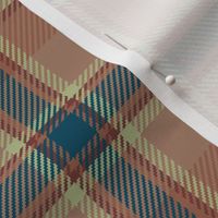 Three Ribbon Plaid in Peach Teal and Light Yellow