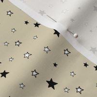 Black & White Stars on Cappuccino Cream (Tan)