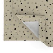 Black & White Stars on Cappuccino Cream (Tan)