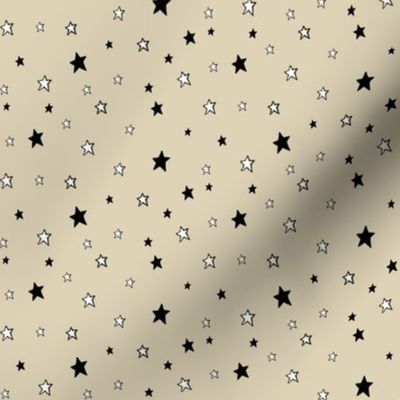 Black & White Stars on Cappuccino Cream (Tan)