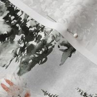 18" Snowy winter landscape with magical watercolor animals like deer,hare,fox,roe deer and trees covered with snow - for Nursery