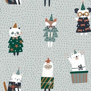 Party cartoon animals Christmas pattern