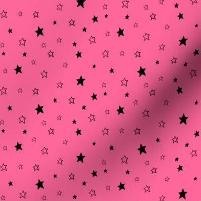  Tiny Black Stars on Strawberry Pink