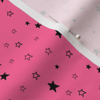  Tiny Black Stars on Strawberry Pink