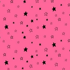  Tiny Black Stars on Strawberry Pink