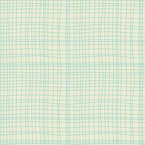 Off The Grid - Plaid Geometric Cream Teal