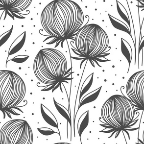 2379 Large - hand drawn abstract flowers