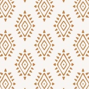 hand drawn abstract aztec style symbol - cream and ochre
