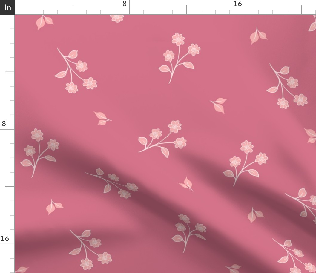 Floral -  ditzy flowers on pink - Large