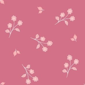 Floral  -  ditzy flowers on pink -Small