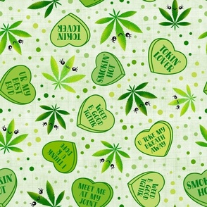 Bigger Scale Funny Valentine Conversation Hearts Kawaii Marijuana Lovers