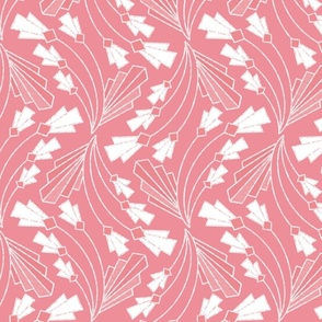 Art Deco Floral Twist - Girly Pink - Medium Scale