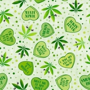Smaller Scale Funny Valentine Conversation Hearts Kawaii Marijuana Lovers