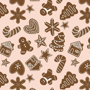 (L) Gingerbread man christmas cookies tossed on pnik, Large scale