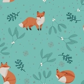 Fox in the snow - Light  turquoise 
