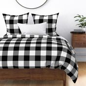 Large Black and White Rustic Cowboy Cabin Buffalo Check Plaid 4 inch