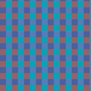 Red, blue and teal gingham - Medium scale