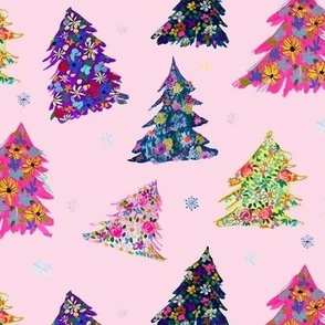 Colorful Holiday Floral Trees // Blush 